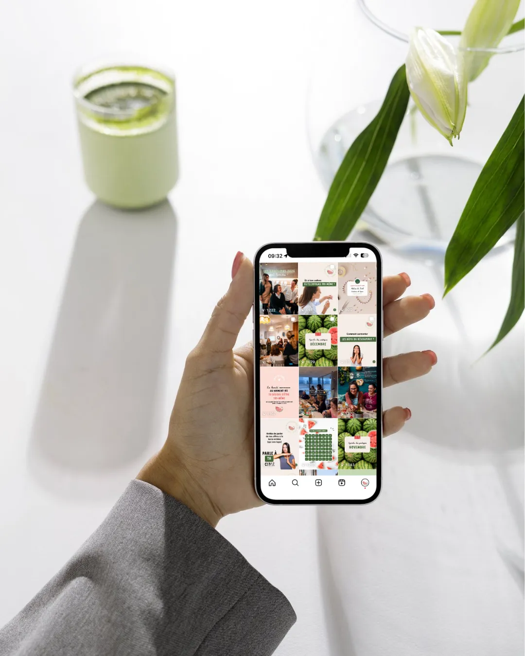Aperçu du feed Instagram de la Team Pastèques, réseau d'entrepreneurs toulonnais, sur un smartphone